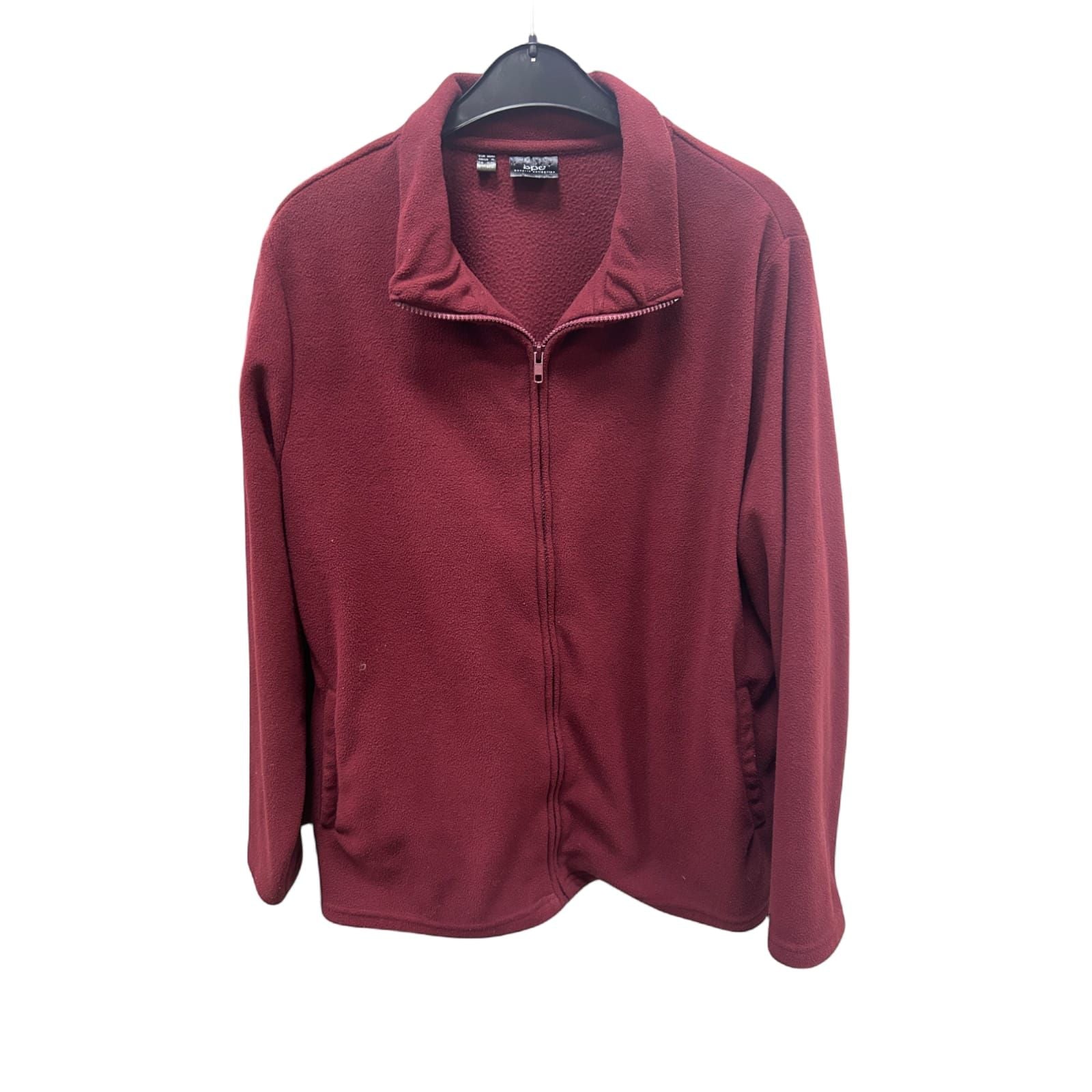 Bonprix Fleecejacke Weinrot Gr 48 Reißverschluss Taschen Polyfleece Langarm