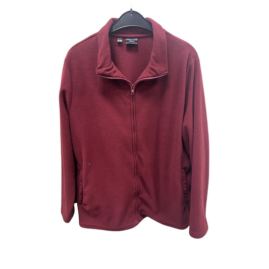Bonprix Fleecejacke Weinrot Gr 48 Reißverschluss Taschen Polyfleece Langarm