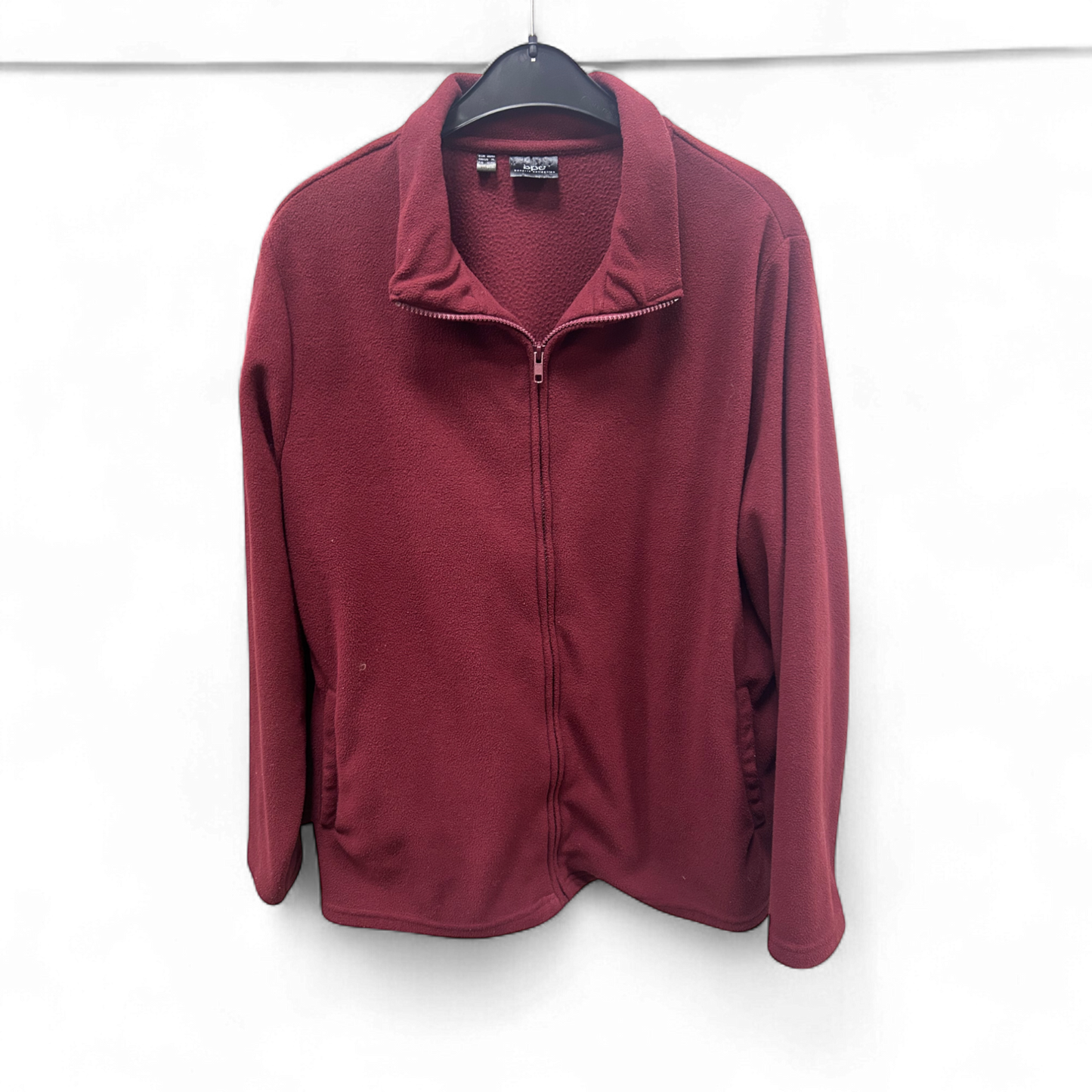 Bonprix Fleecejacke Weinrot Gr 48 Reißverschluss Taschen Polyfleece Langarm