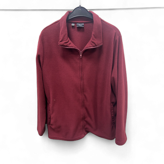 Bonprix Fleecejacke Weinrot Gr 48 Reißverschluss Taschen Polyfleece Langarm