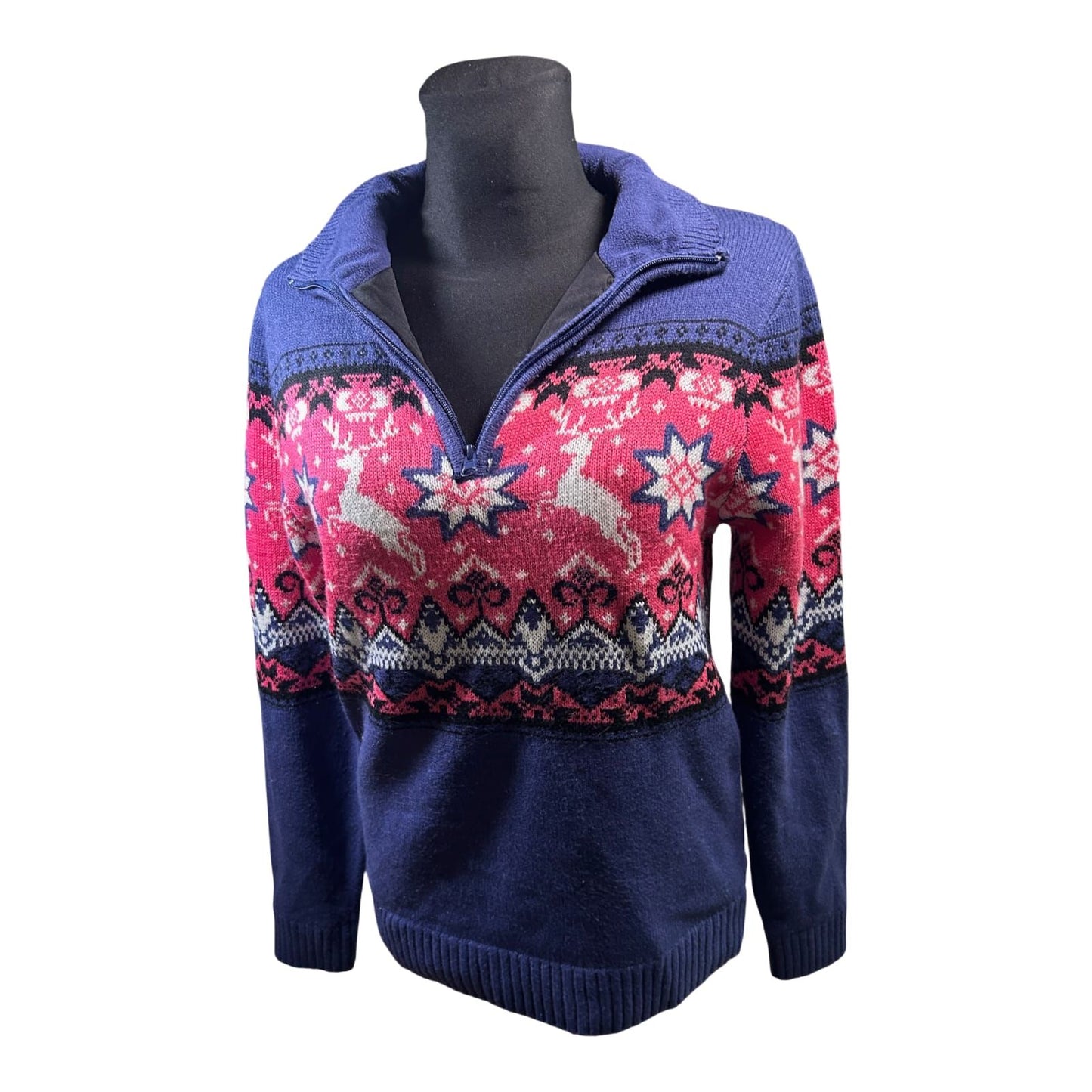 Crivit Sports Troyer Damen Pullover Gr S Lila Pink Norweger Muster Outdoor