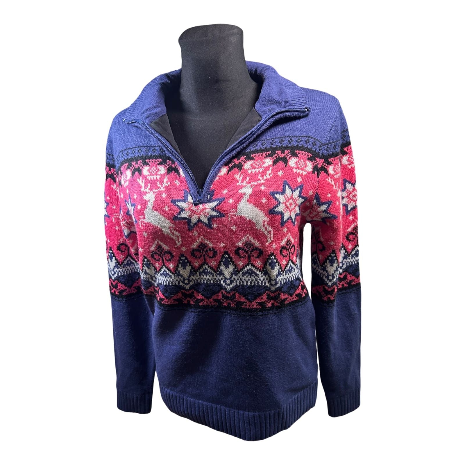 Crivit Sports Troyer Damen Pullover Gr S Lila Pink Norweger Muster Outdoor