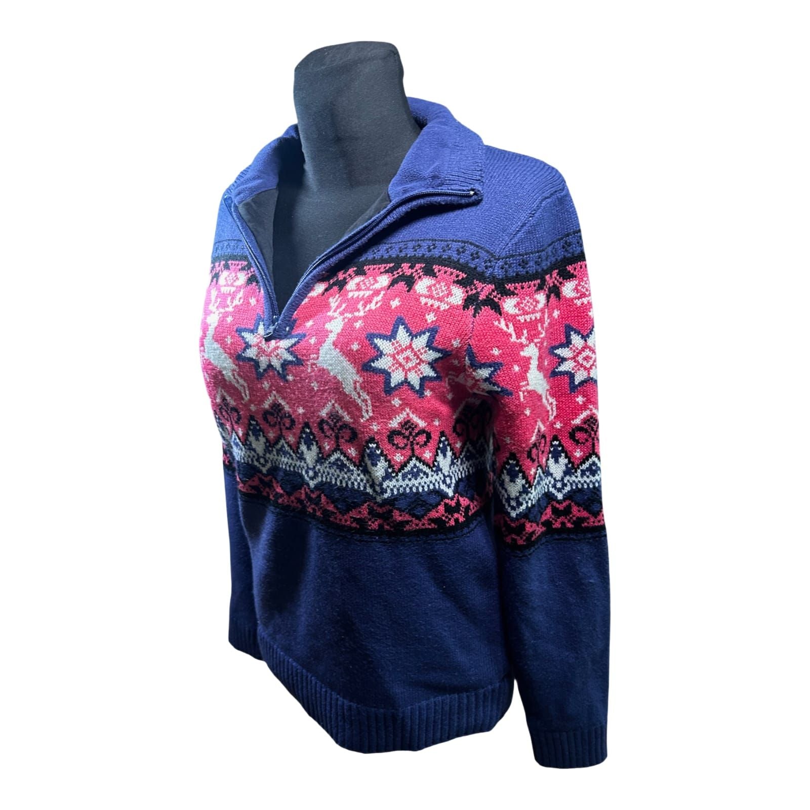 Crivit Sports Troyer Damen Pullover Gr S Lila Pink Norweger Muster Outdoor