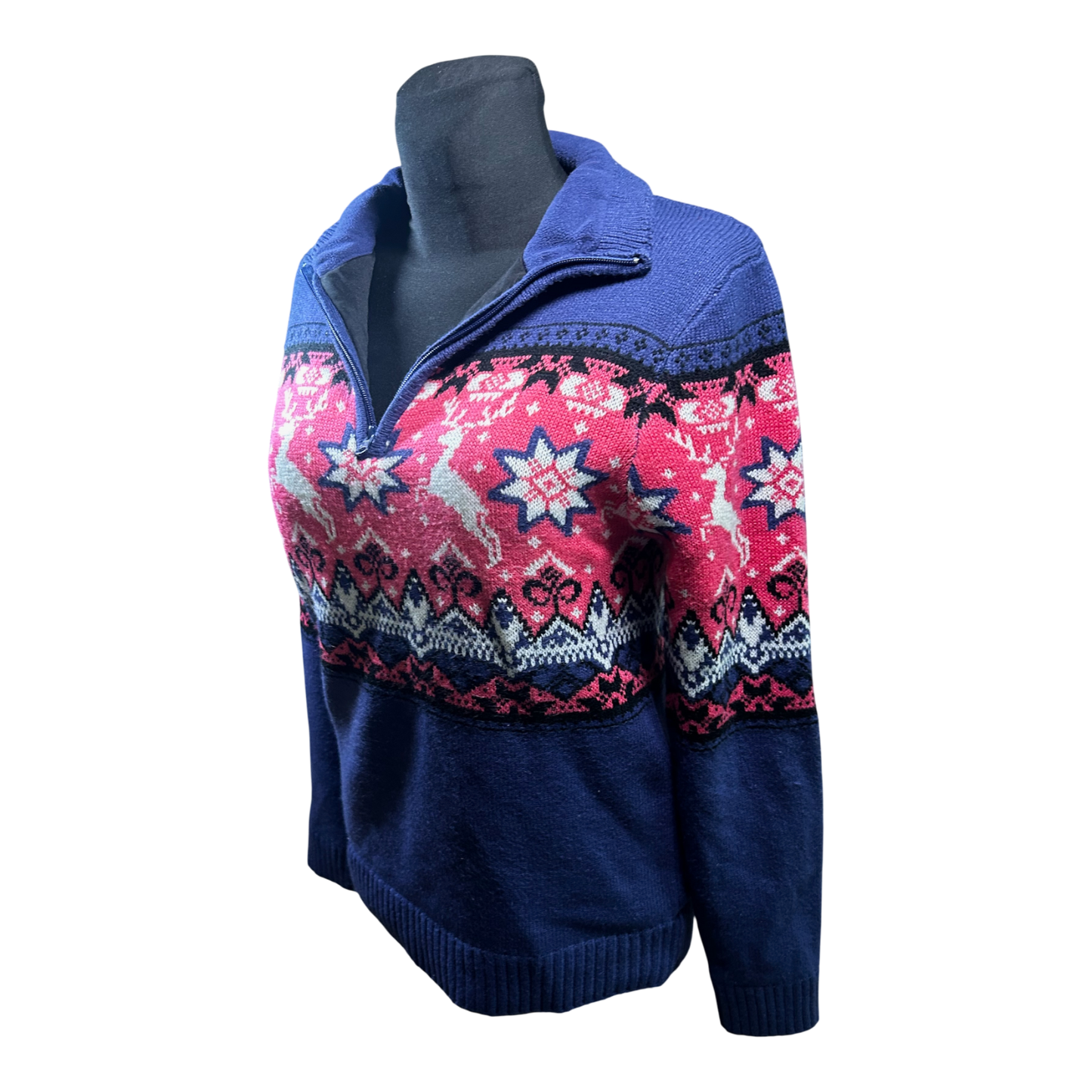 Crivit Sports Troyer Damen Pullover Gr S Lila Pink Norweger Muster Outdoor