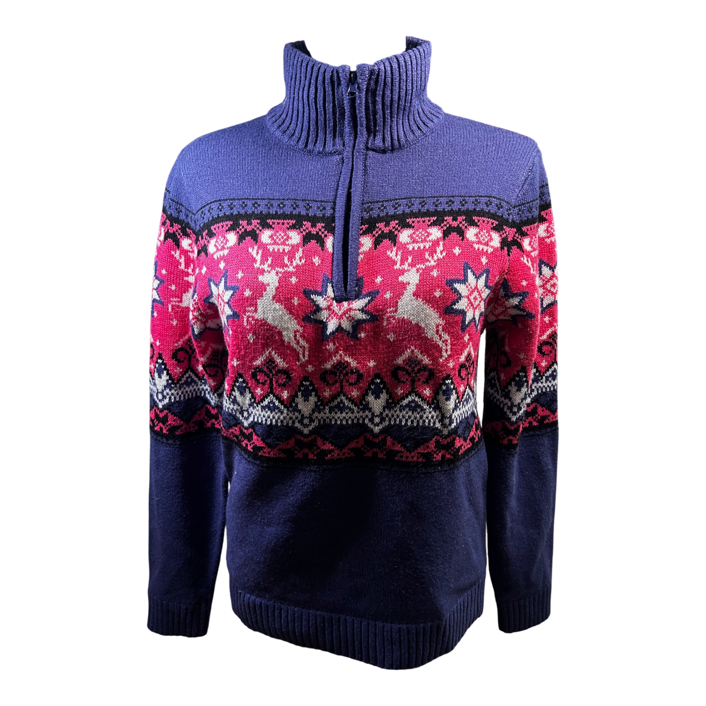 Crivit Sports Troyer Damen Pullover Gr S Lila Pink Norweger Muster Outdoor