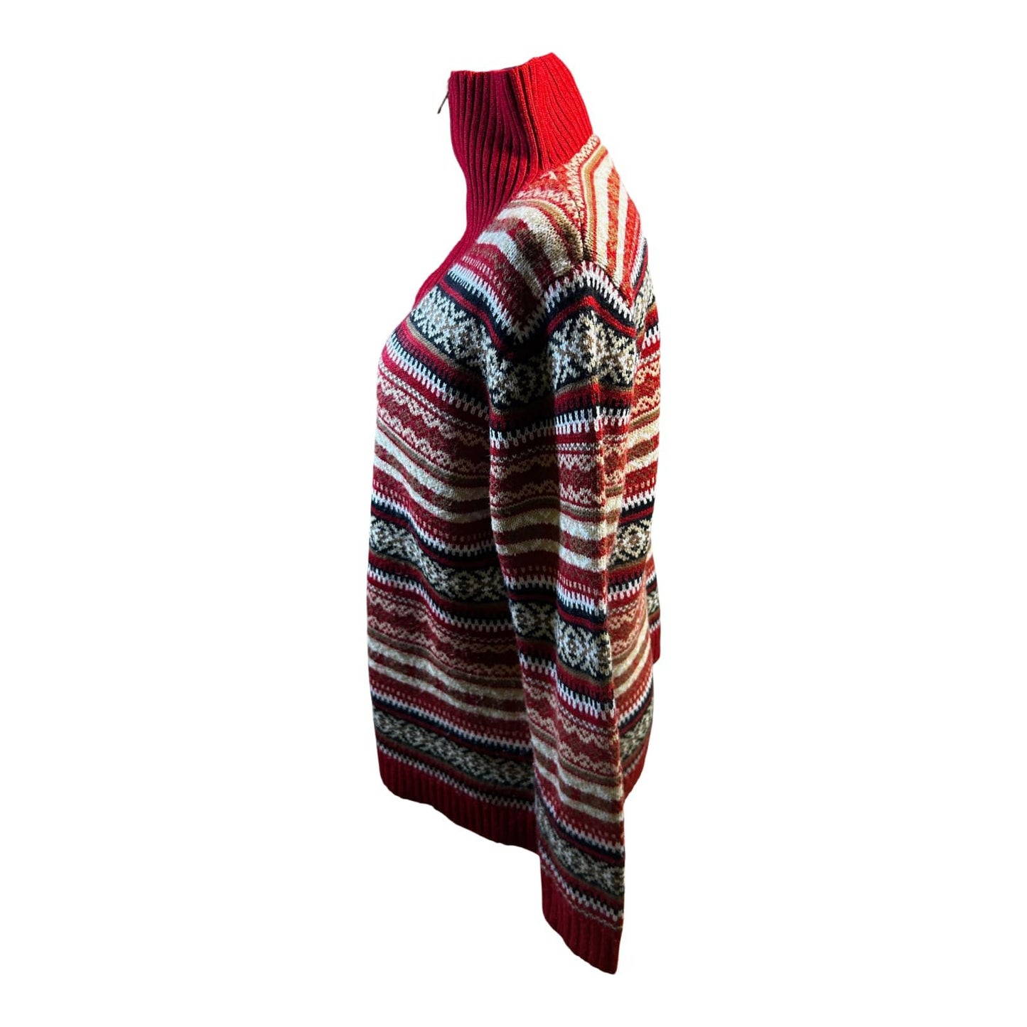 Basic Line Troyer Pullover Damen Gr 44 Rot Beige Norweger Strick Winter