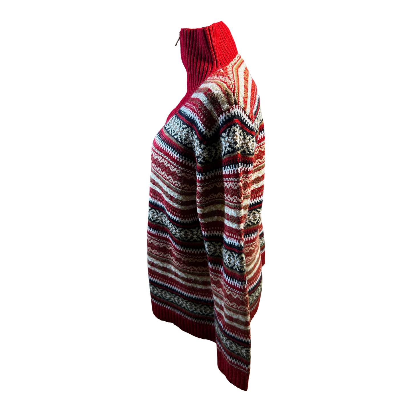 Basic Line Troyer Pullover Damen Gr 44 Rot Beige Norweger Strick Winter