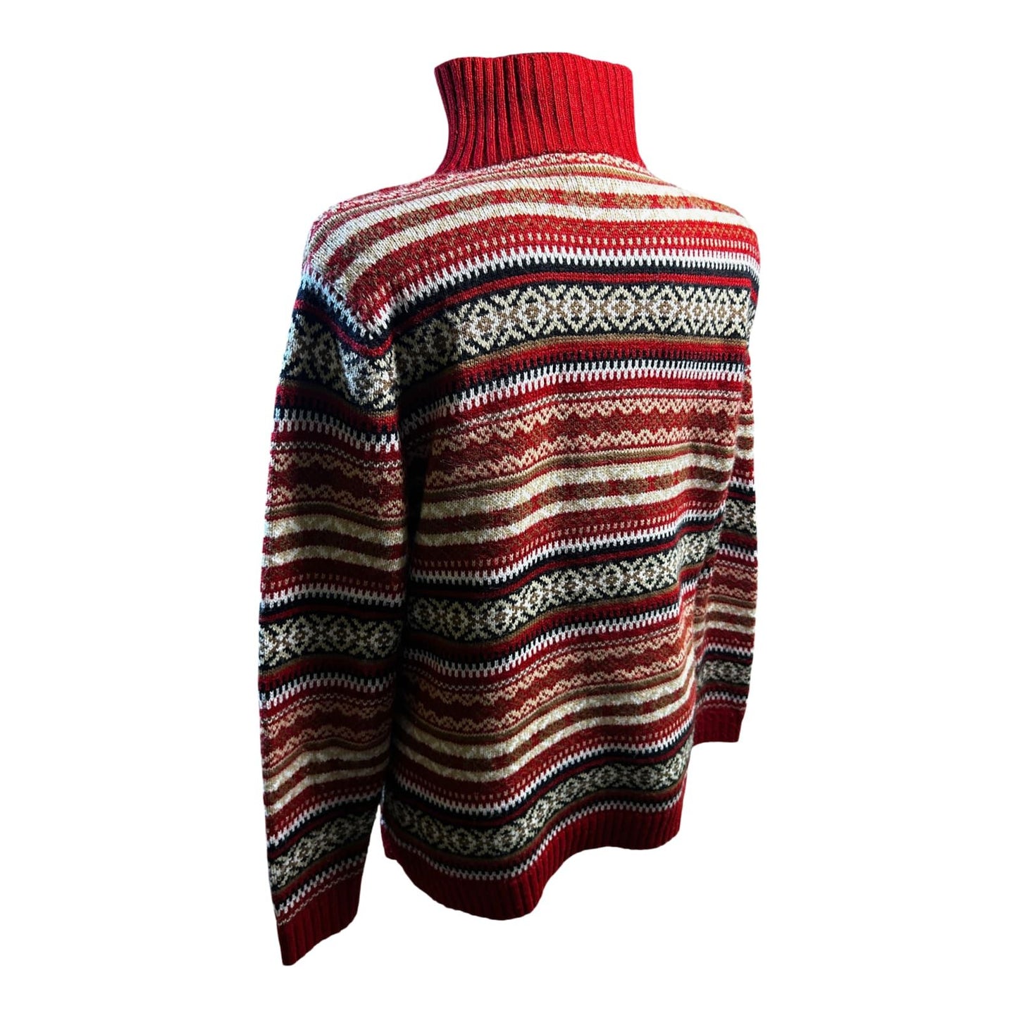 Basic Line Troyer Pullover Damen Gr 44 Rot Beige Norweger Strick Winter