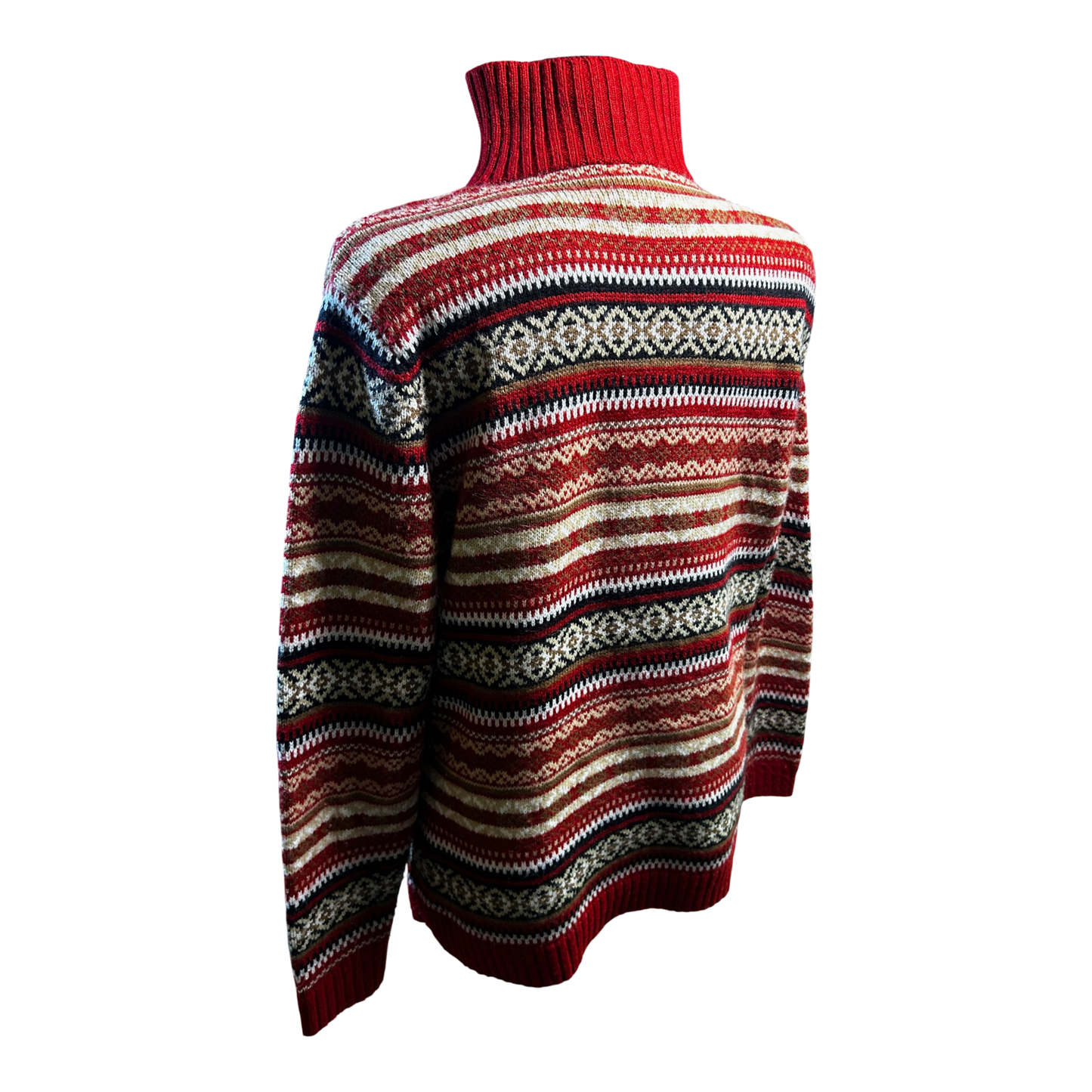 Basic Line Troyer Pullover Damen Gr 44 Rot Beige Norweger Strick Winter