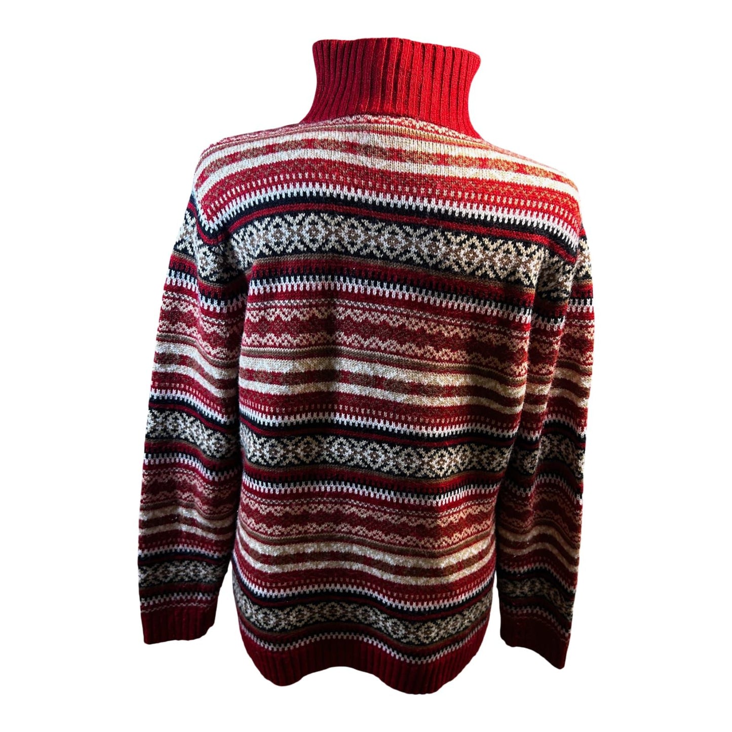 Basic Line Troyer Pullover Damen Gr 44 Rot Beige Norweger Strick Winter