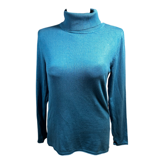 Clarina Collection Rollkragenpullover Damen Gr 40 Türkis Feinstrick Elegant