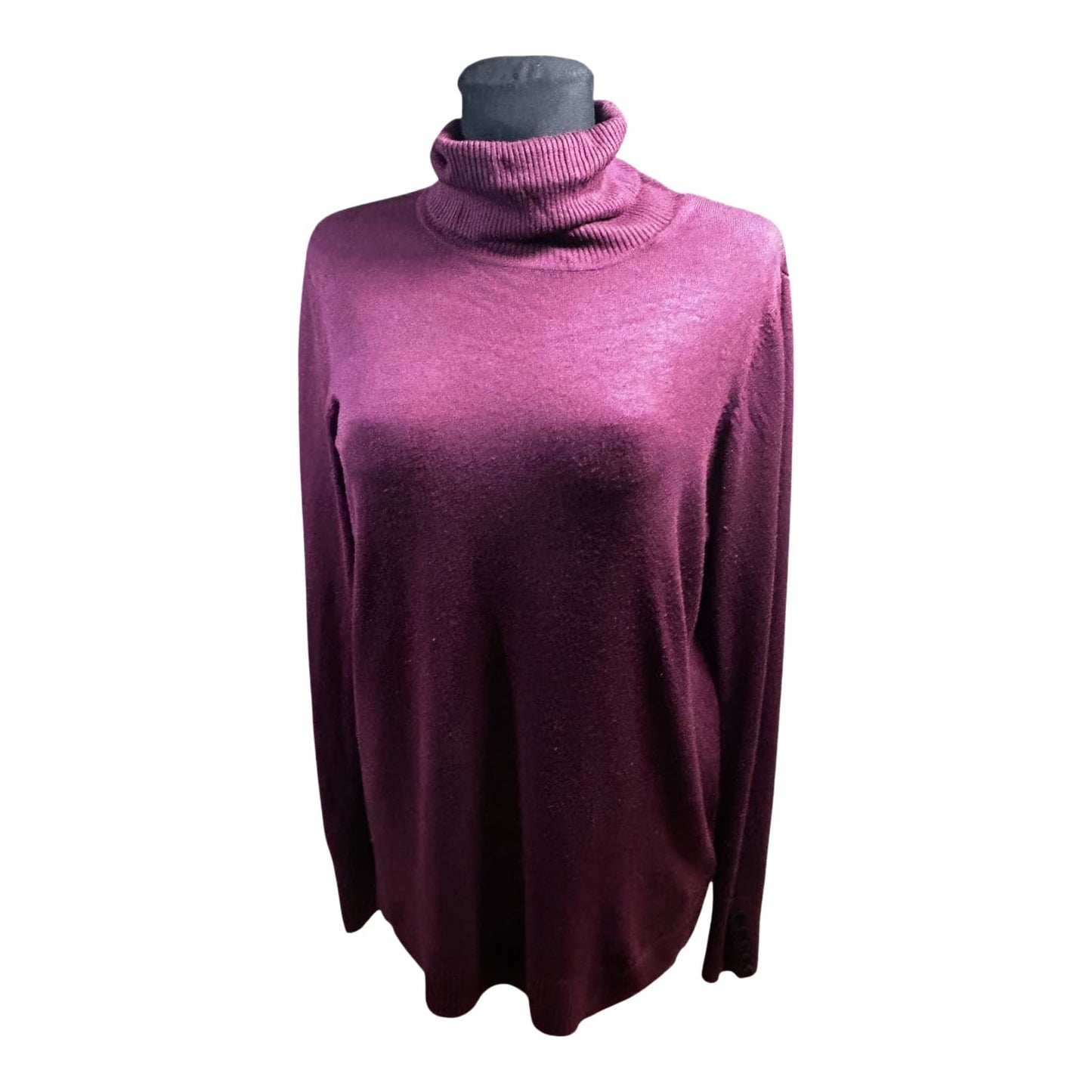 1982 Damen Rollkragenpullover Bordeaux Gr XL Langarm Weich Elegant Winter
