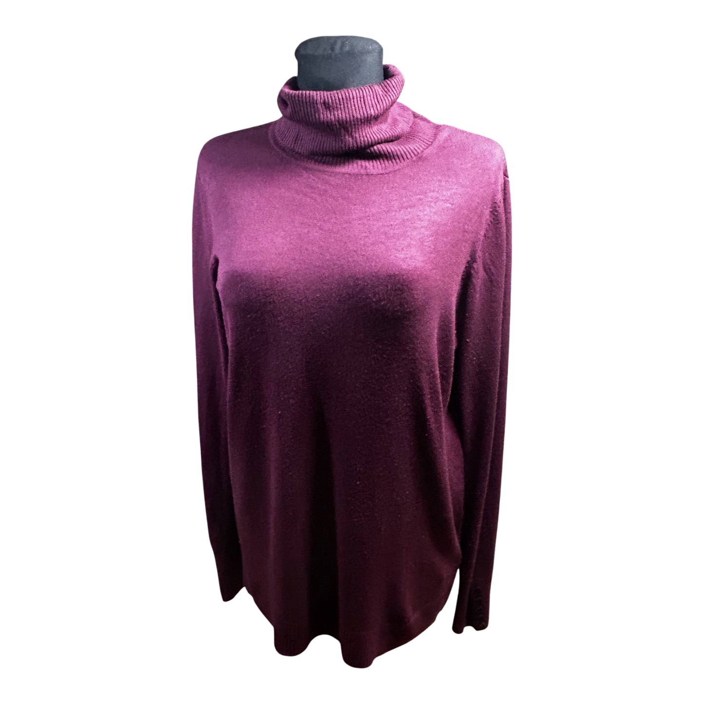1982 Damen Rollkragenpullover Bordeaux Gr XL Langarm Weich Elegant Winter