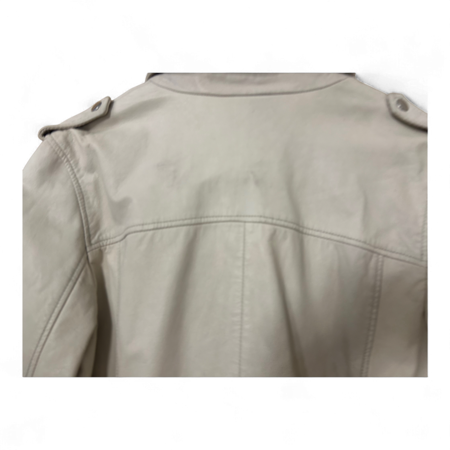 Brandalism Lederjacke Creme Gr 44 Ziegennappa Neu Gürtel Schulterriegel Bikerjacke