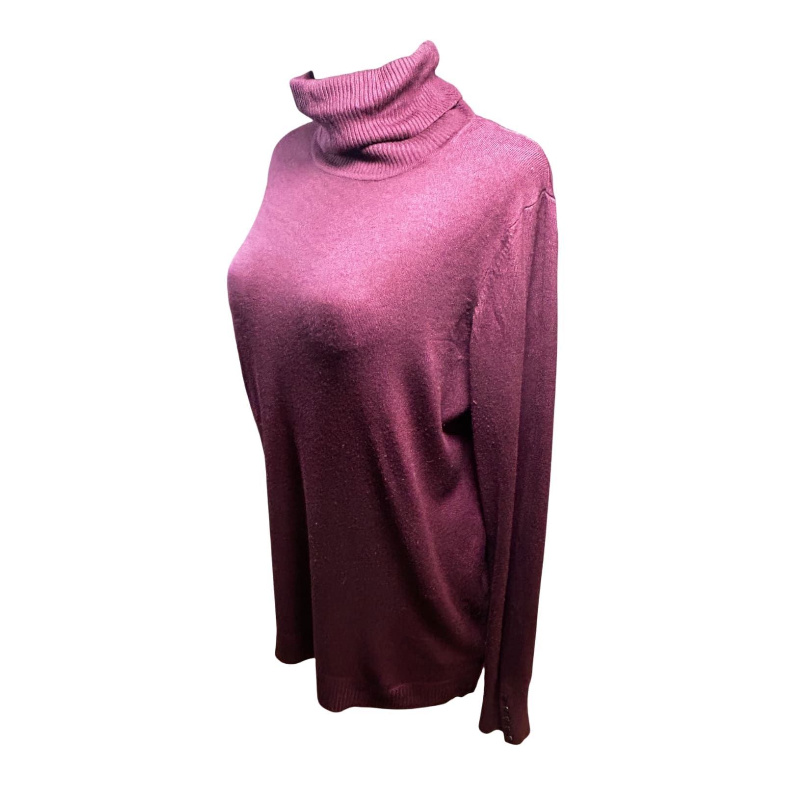 1982 Damen Rollkragenpullover Bordeaux Gr XL Langarm Weich Elegant Winter
