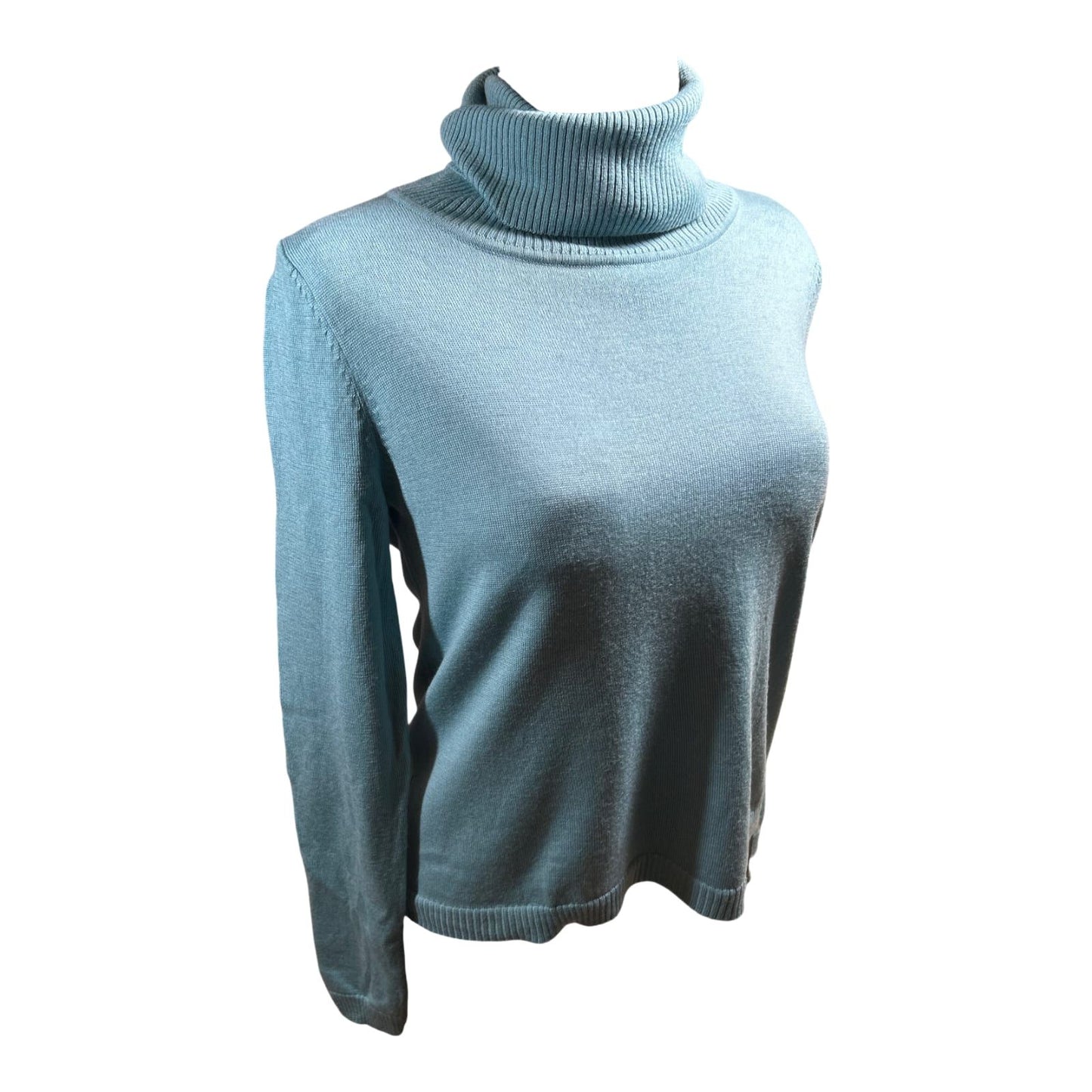 Second Hand Liebe Rollkragenpullover Damen Gr M Türkis Schurwolle Fein Elegant