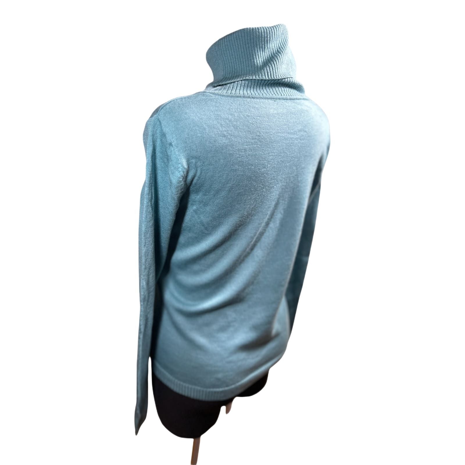 Second Hand Liebe Rollkragenpullover Damen Gr M Türkis Schurwolle Fein Elegant
