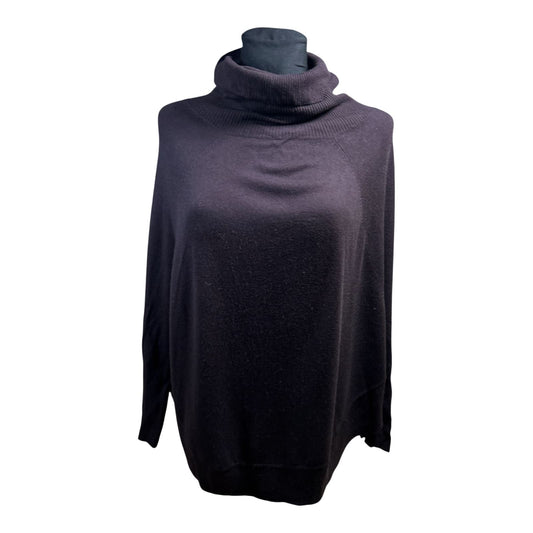 Poncho Damen Rollkragen Dunkelbraun Größe L Cashmere Merinowolle Oversize Elegant