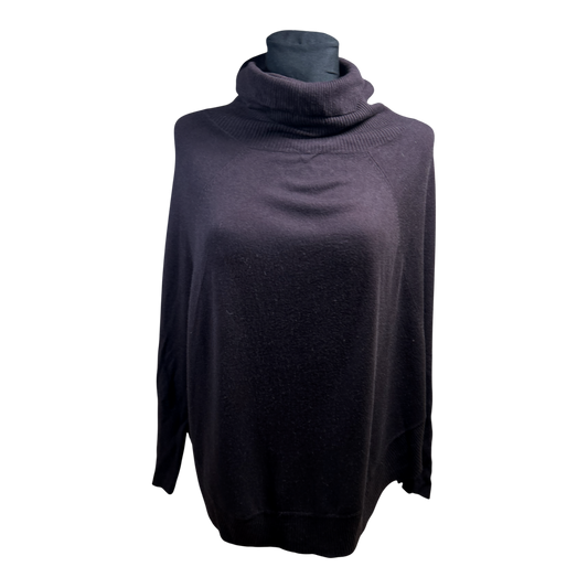 Poncho Damen Rollkragen Dunkelbraun Größe L Cashmere Merinowolle Oversize Elegant