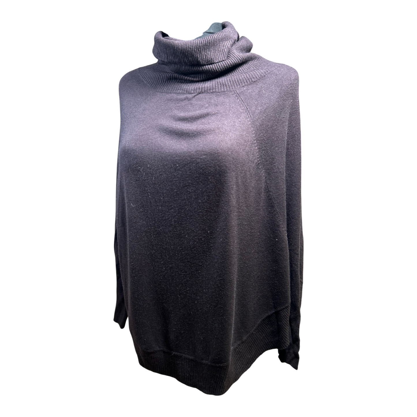 Poncho Damen Rollkragen Dunkelbraun Größe L Cashmere Merinowolle Oversize Elegant