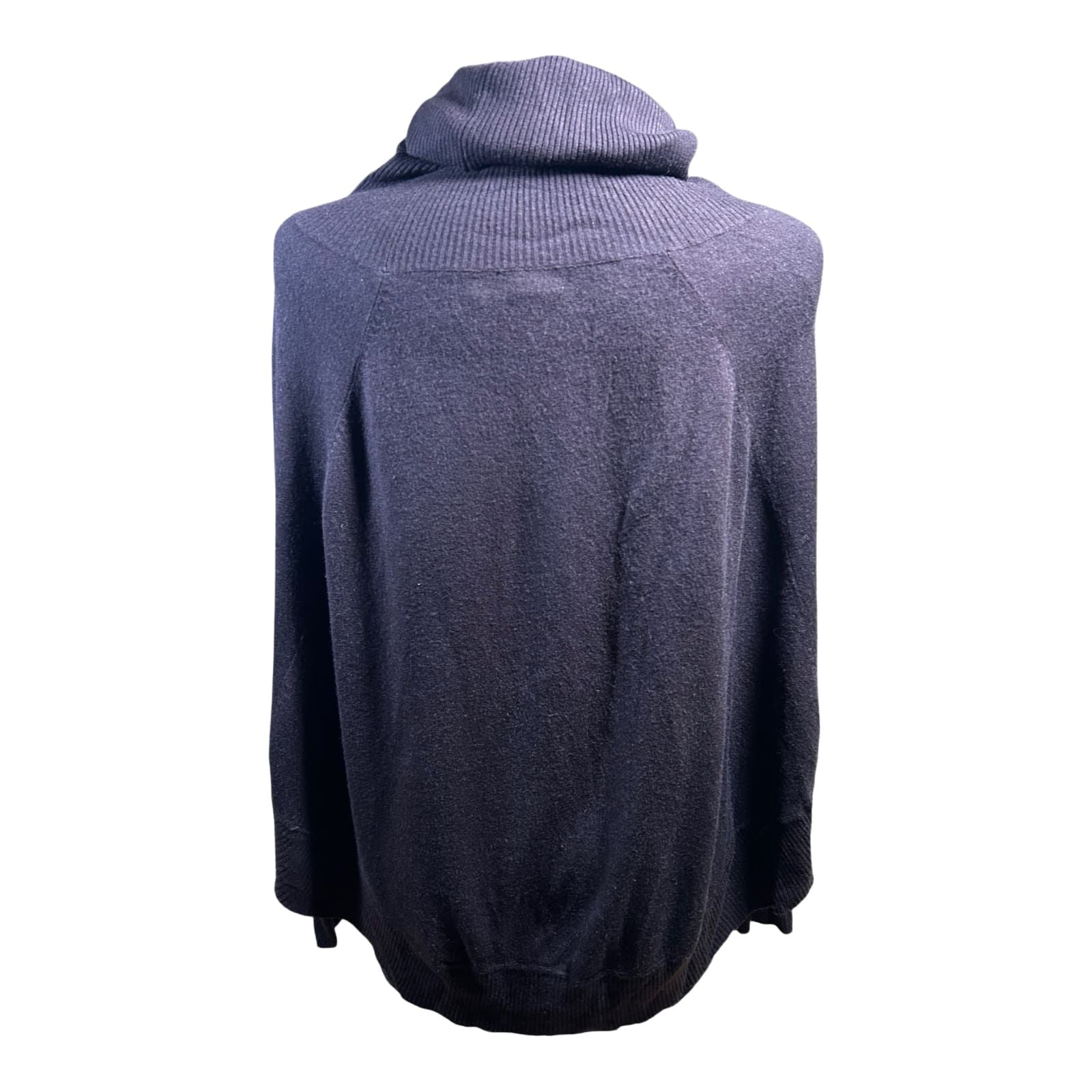 Poncho Damen Rollkragen Dunkelbraun Größe L Cashmere Merinowolle Oversize Elegant