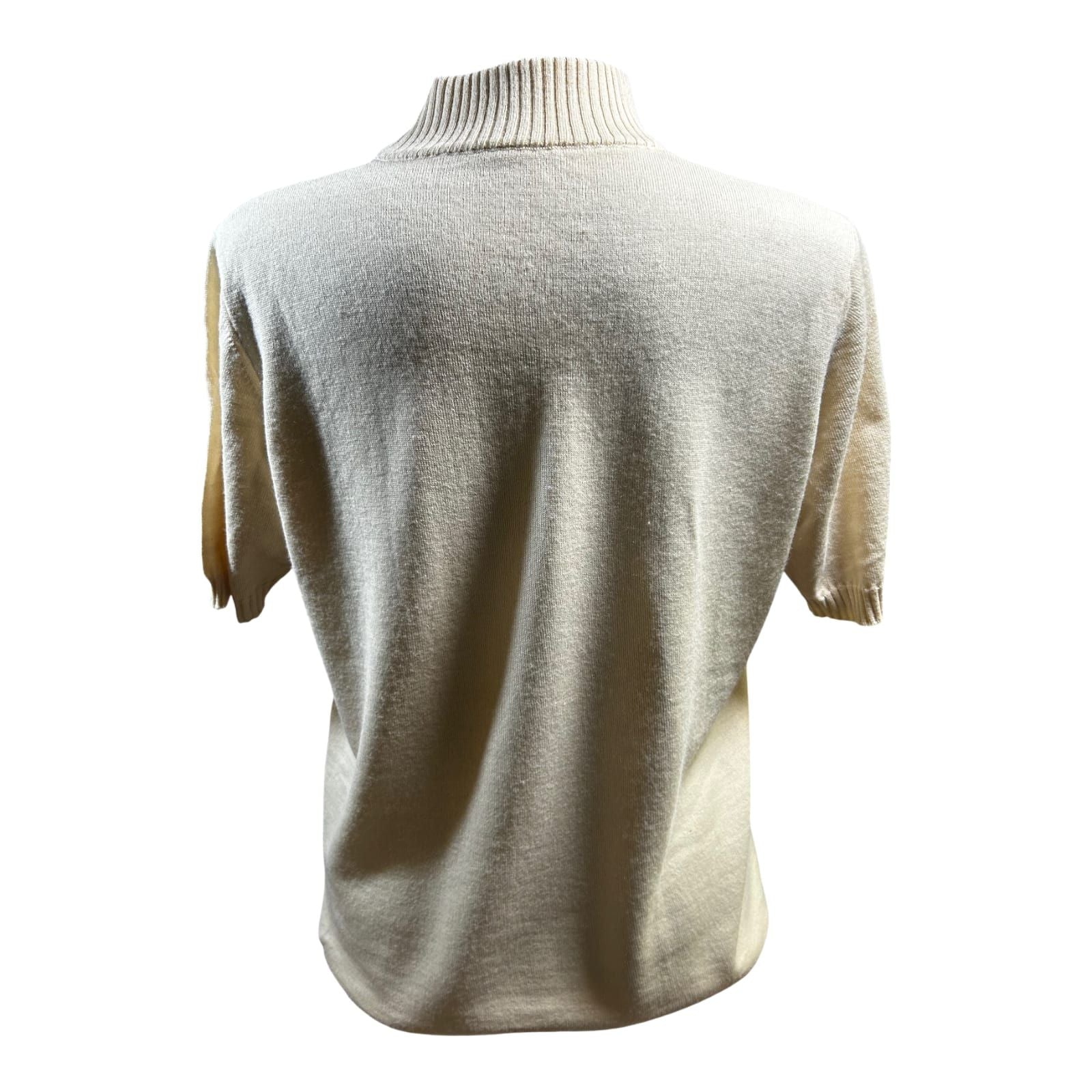 Second Hand Liebe Pullover Damen Gr 44 Creme Rollkragen Merinowolle Kurzarm