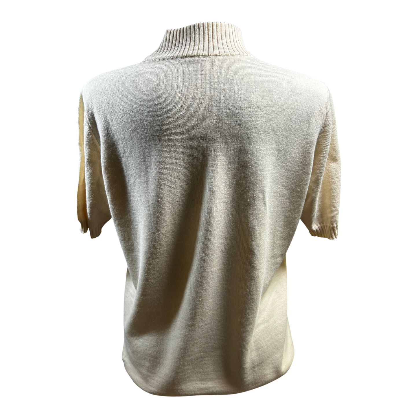 Second Hand Liebe Pullover Damen Gr 44 Creme Rollkragen Merinowolle Kurzarm