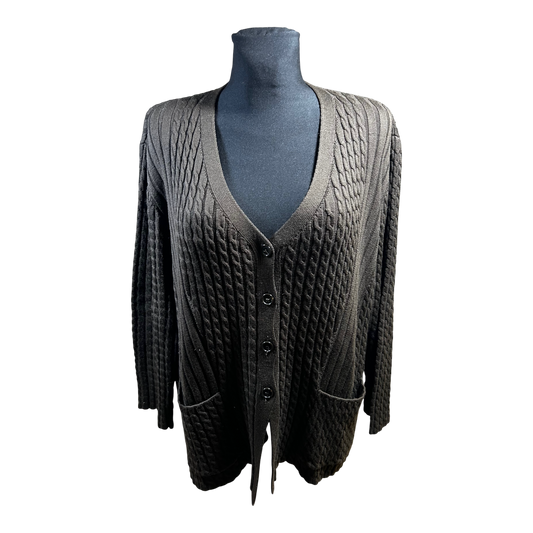 Il Punto Tricot Strickjacke Damen Gr 46 48 Braun Merino Wolle Zopfmuster