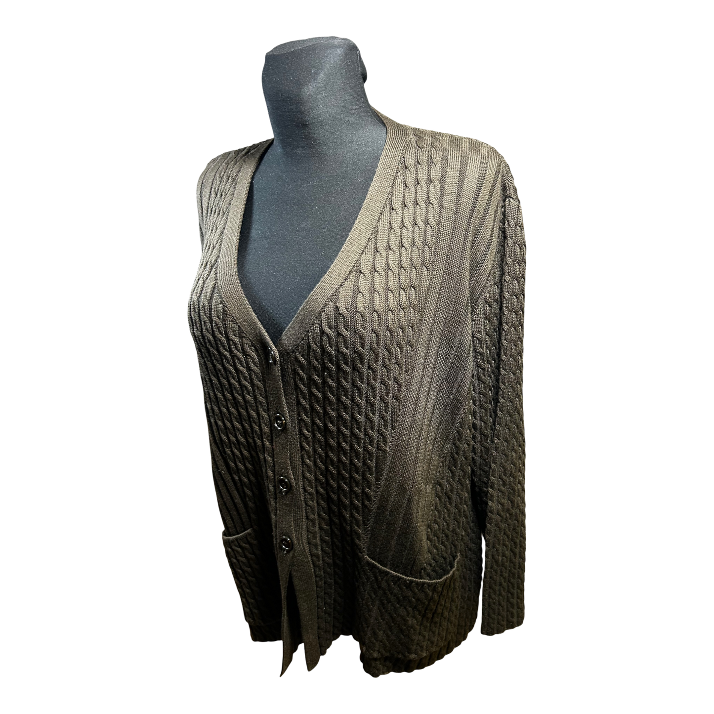 Il Punto Tricot Strickjacke Damen Gr 46 48 Braun Merino Wolle Zopfmuster