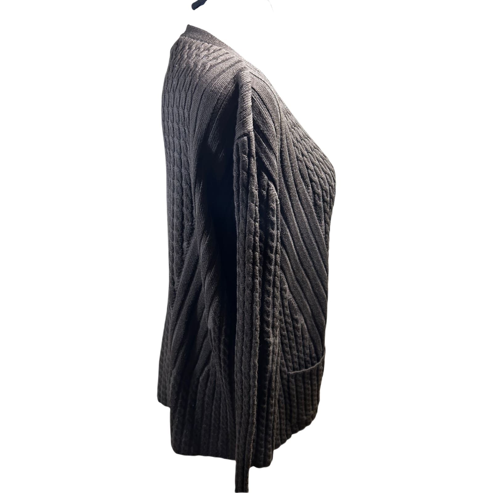 Il Punto Tricot Strickjacke Damen Gr 46 48 Braun Merino Wolle Zopfmuster