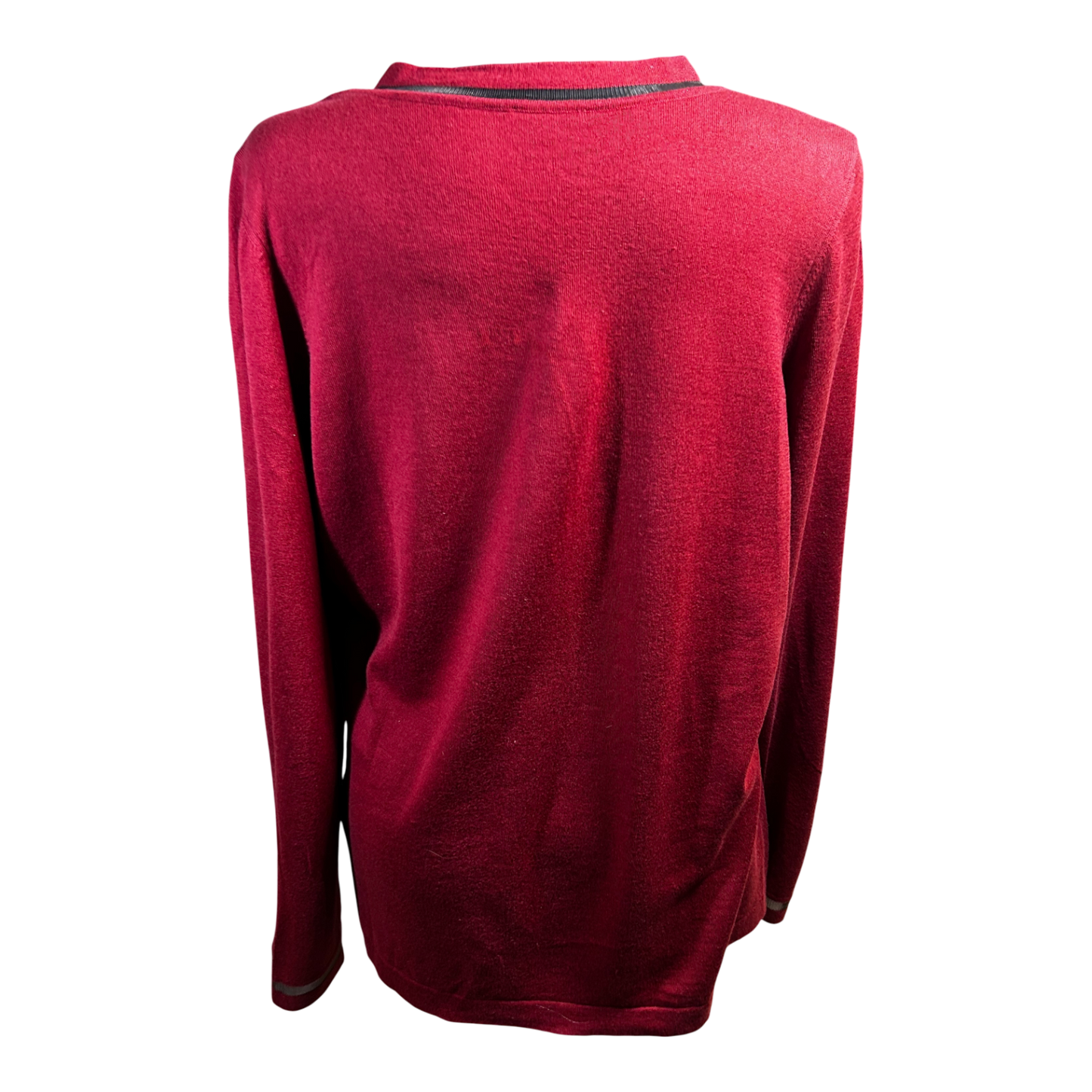 Escada Damen Strickjacke XL Rot Schurwolle Baumwolle Elegant Feinstrick