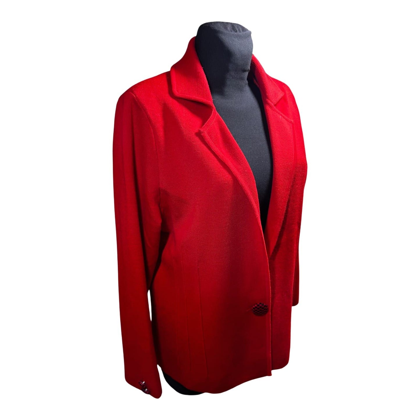 Damen Strickblazer Cardigan Rot Merinowolle Made in Italy Größe XL Elegant