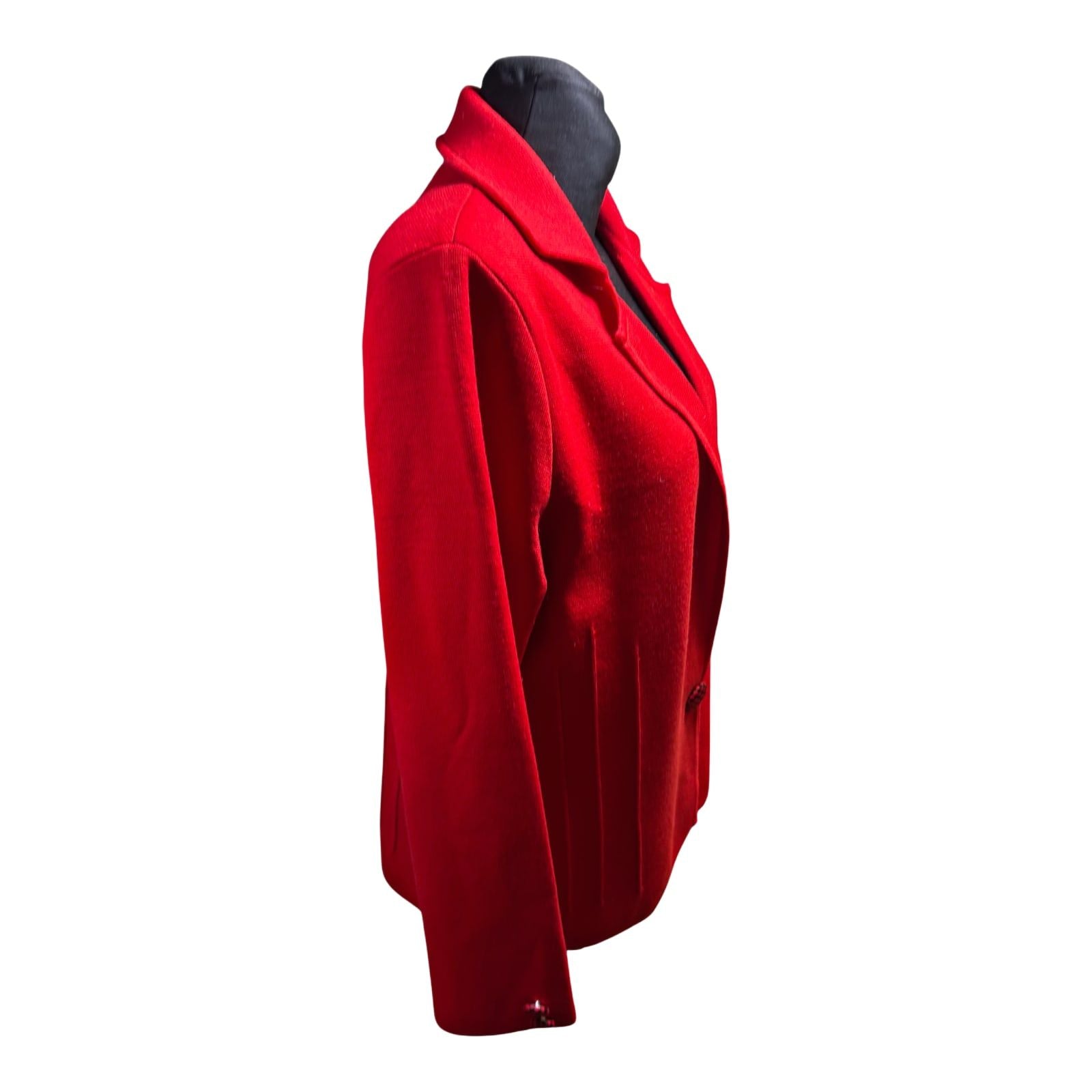 Damen Strickblazer Cardigan Rot Merinowolle Made in Italy Größe XL Elegant