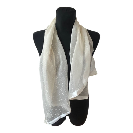 Damen Seidenschal Weiß 115x40 cm transparent Struktur elegant