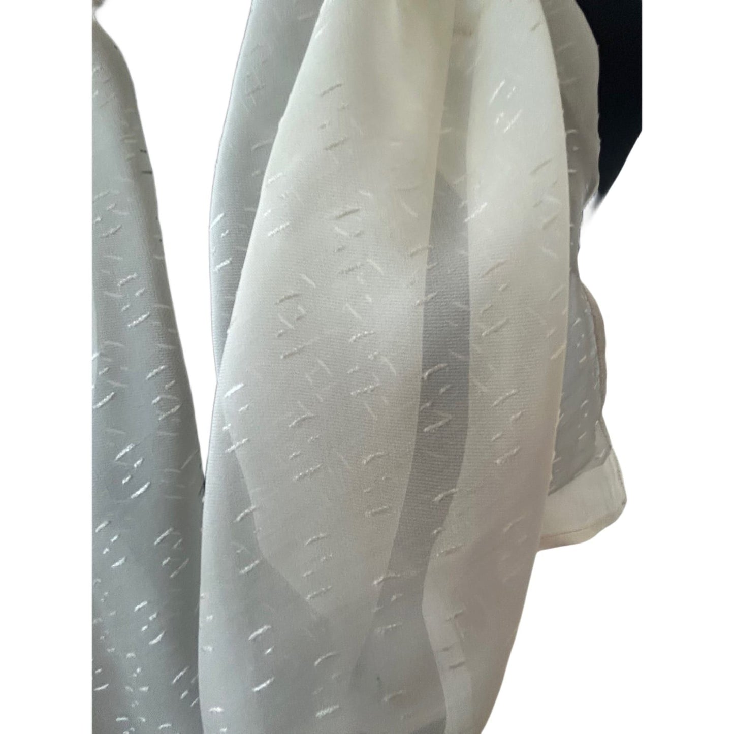 Damen Seidenschal Weiß 115x40 cm transparent Struktur elegant
