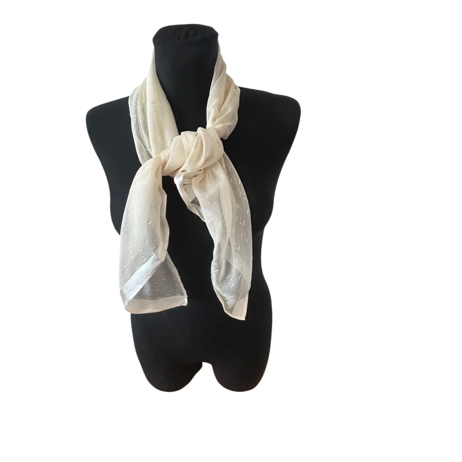 Damen Seidenschal Weiß 115x40 cm transparent Struktur elegant