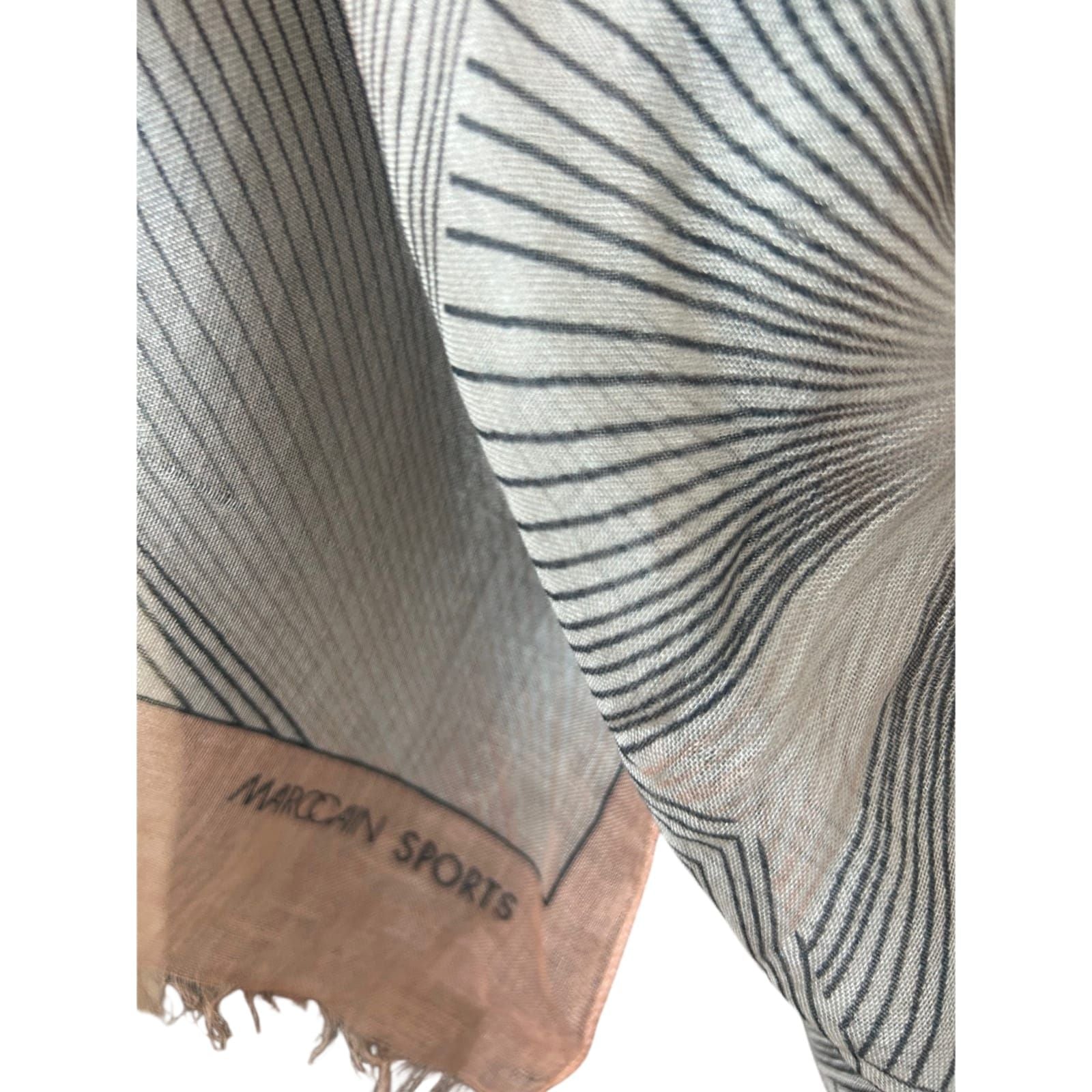 Marc Cain Sports Schal 200x60 cm Rosa Grau grafisch leicht Fransen