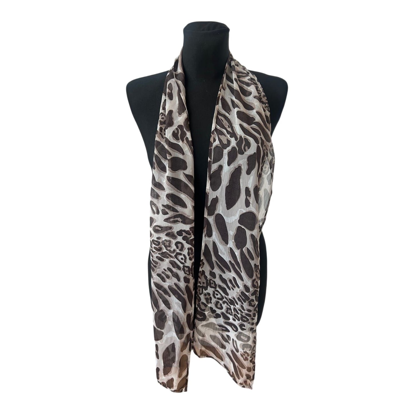 Leo Schal Animal Print Braun Beige Damen Halstuch leicht 180x20
