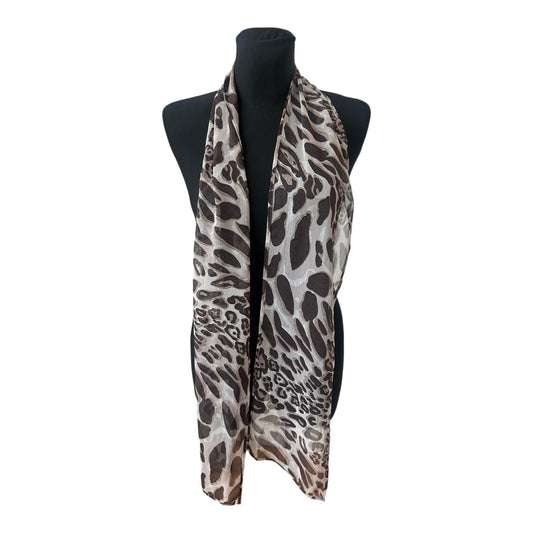 Leo Schal Animal Print Braun Beige Damen Halstuch leicht 180x20