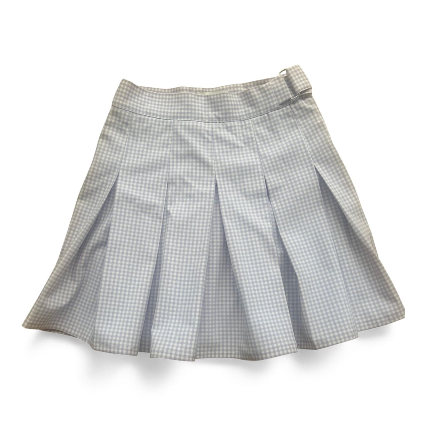 Pull & Bear Minirock Kariert Lila Weiß Gr 34 Faltenrock Bund 31cm Viskosemix
