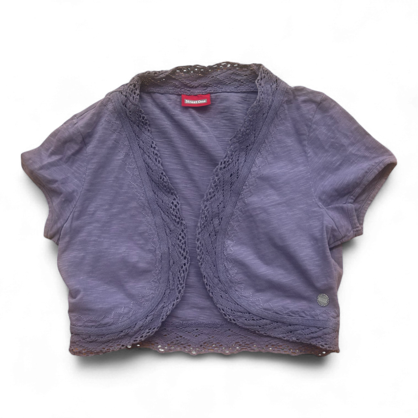 Street One Bolero Strickjacke Lila Kurzarm Gr. 40 Baumwollmix Sommer Top