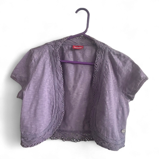 Street One Bolero Strickjacke Lila Kurzarm Gr. 40 Baumwollmix Sommer Top