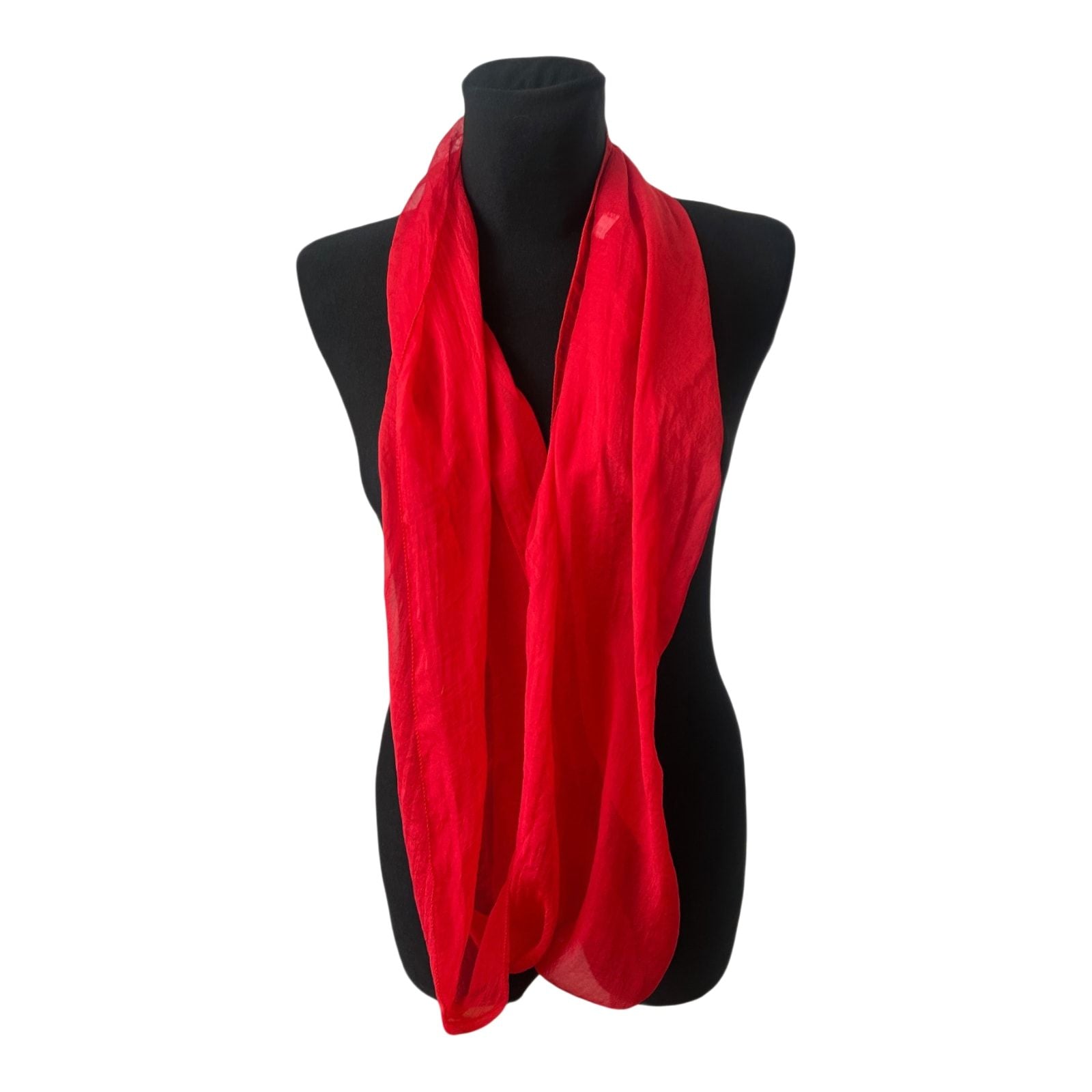 Roter Loop Schal Damen Viskose leicht transparent weich elegant Sommer