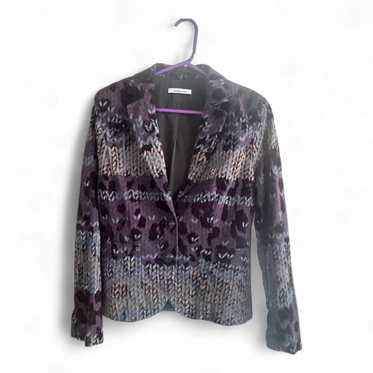 Steilmann Blazer lila Samt-Optik Gr. M tailliert elegant Muster gefüttert