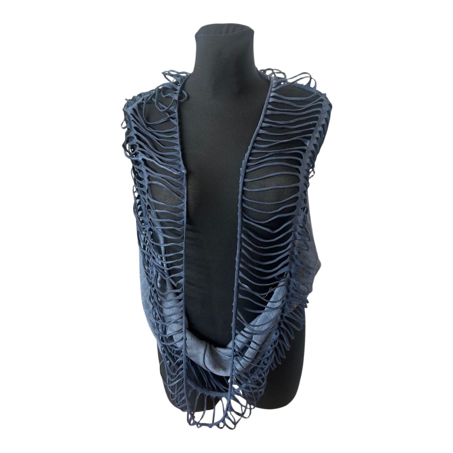 Liberty Damen Loop Schal Blau Batik Netz XXL 140x95 Viskose Second Hand