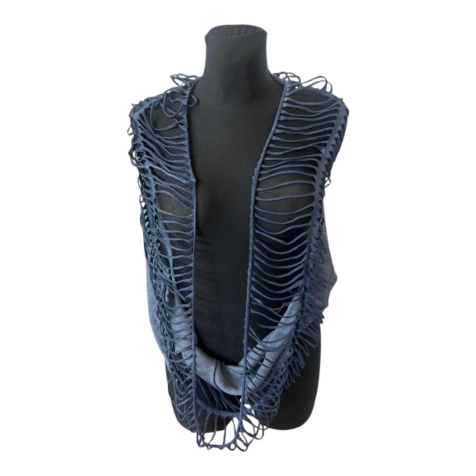 Liberty Damen Loop Schal Blau Batik Netz XXL 140x95 Viskose Second Hand