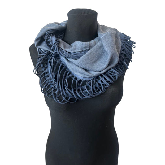 Liberty Damen Loop Schal Blau Batik Netz XXL 140x95 Viskose Second Hand