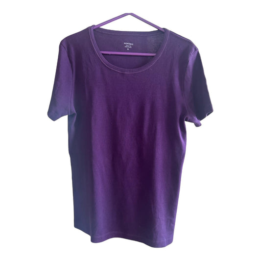 Montego T-Shirt Damen Lila Gr XL Baumwolle Kurzarm Rundhals Basic Uni