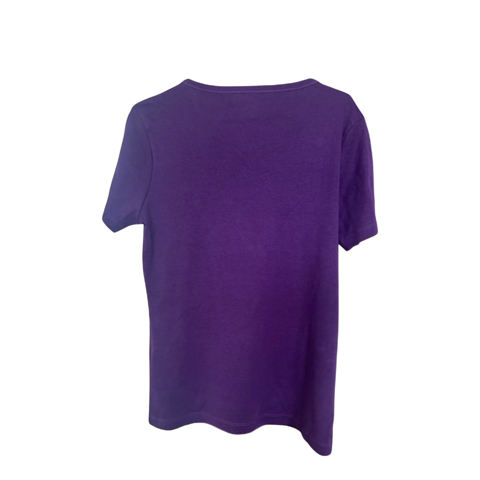 Montego T-Shirt Damen Lila Gr XL Baumwolle Kurzarm Rundhals Basic Uni
