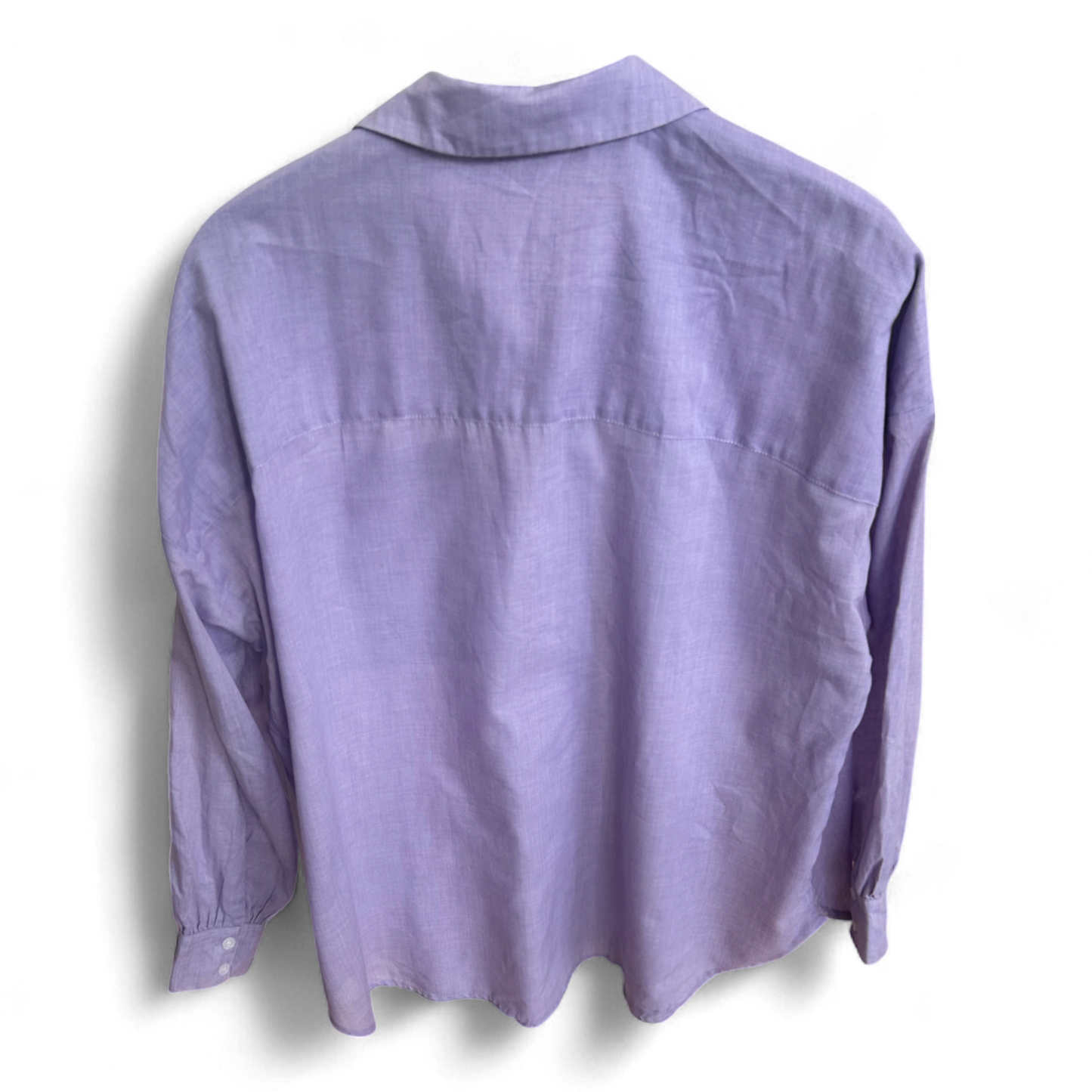 Vila Bluse Flieder Gr 42 Langarm Oversize Hemdkragen Brusttaschen Viskosemix